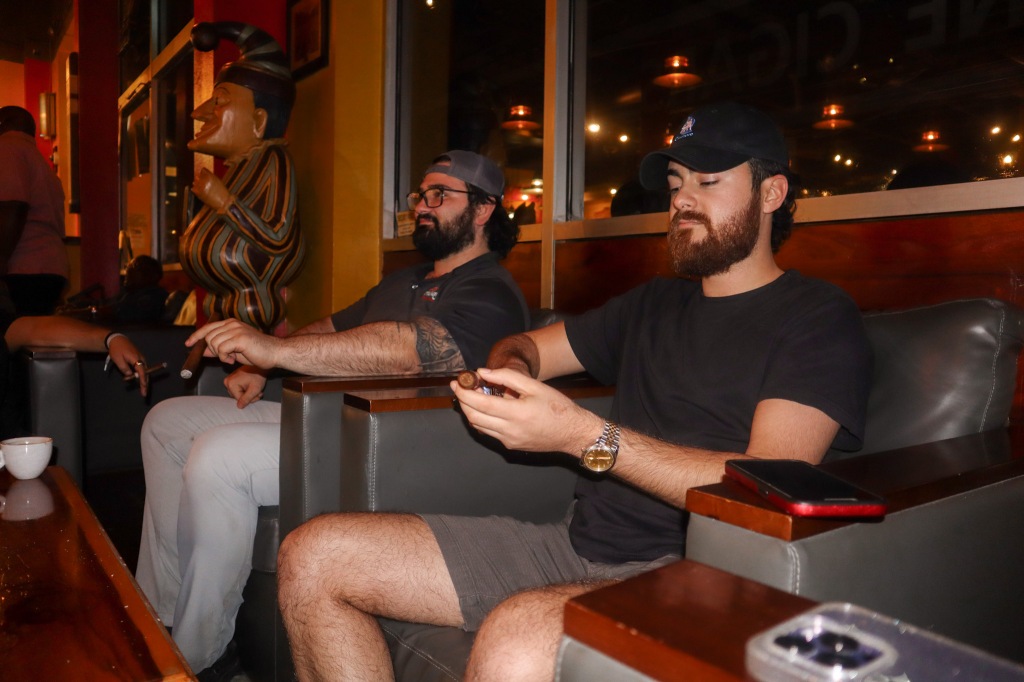 Mark and Zach at a Cigar Lounge
