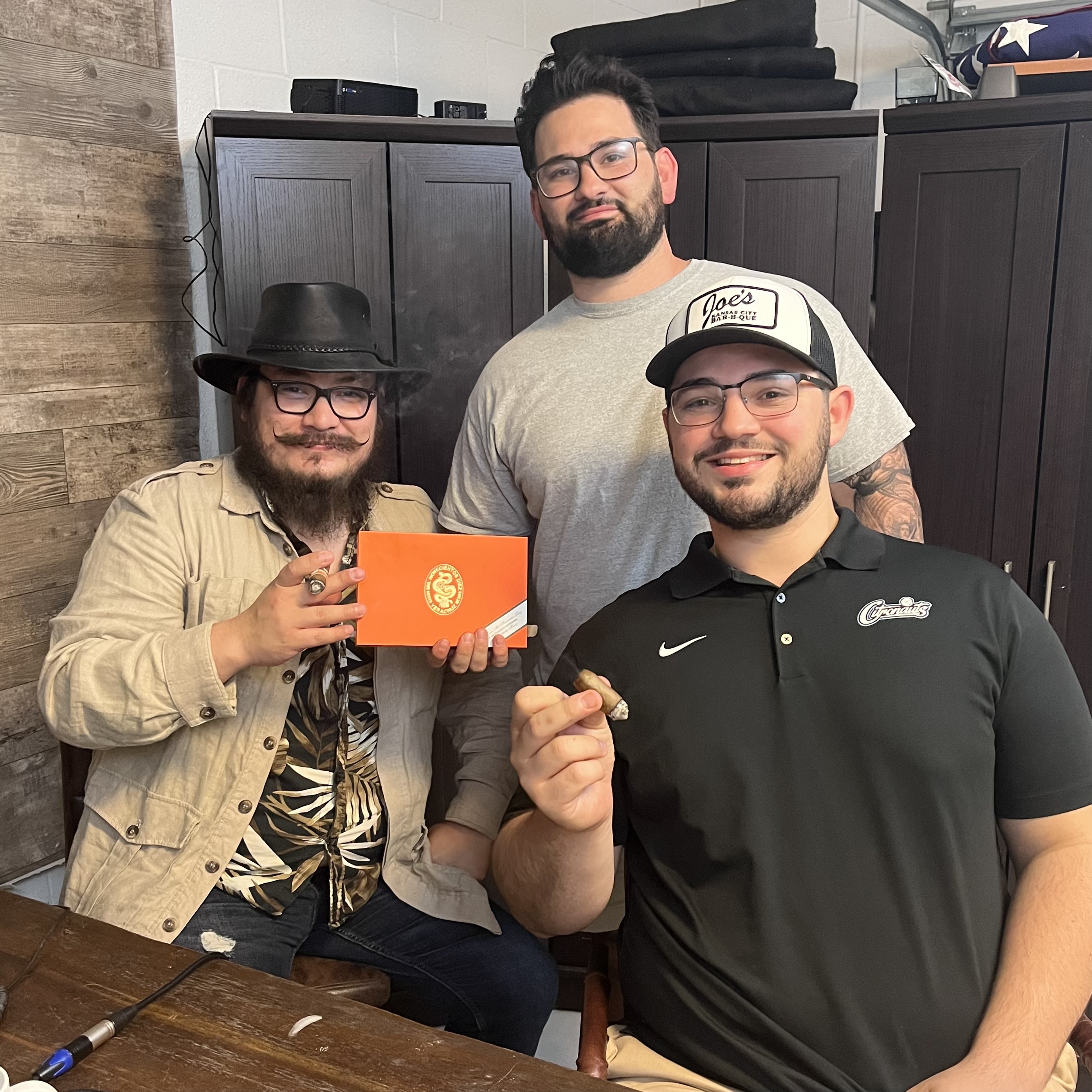 Zach and Mark with Manolo Santiago from Casa 1910 Cigars, post Cigar Guys Podcast.